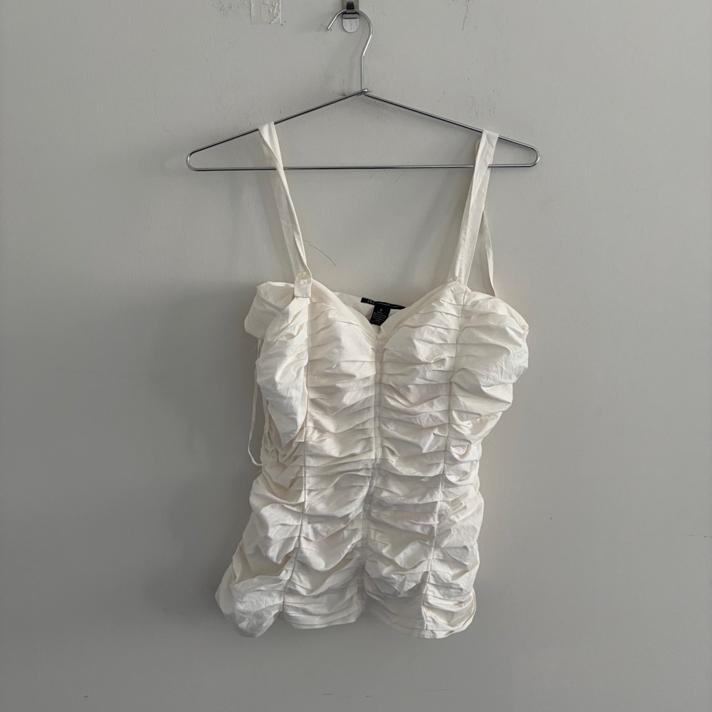 INC International Concepts Ruched Sleeveless Cami Top White Size 6